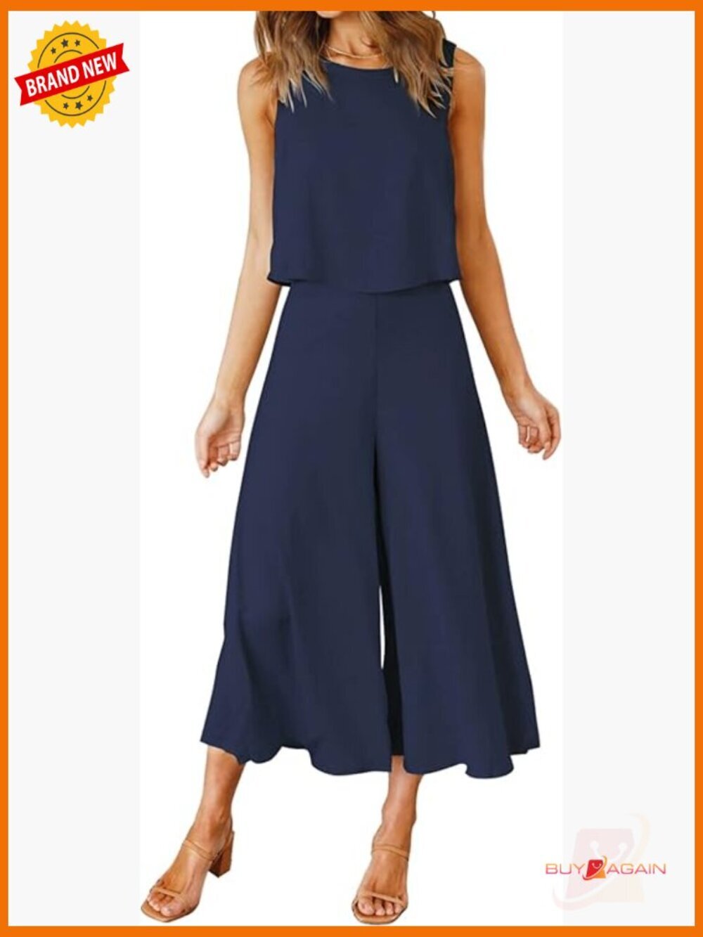 2 Piece Crop Top and Wide Leg Pants Set Jumpsuit Summer Outfit - Picture 1 of 6